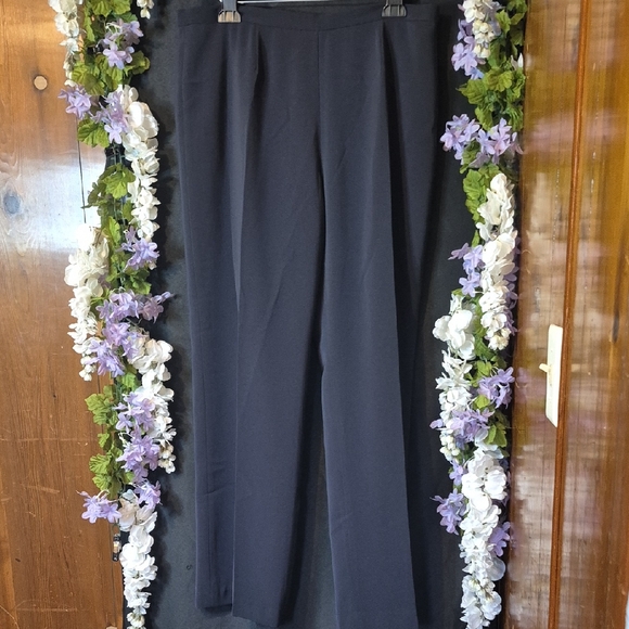 Kasper Pants - Kasper Black High-Rise Wide-Leg Trousers